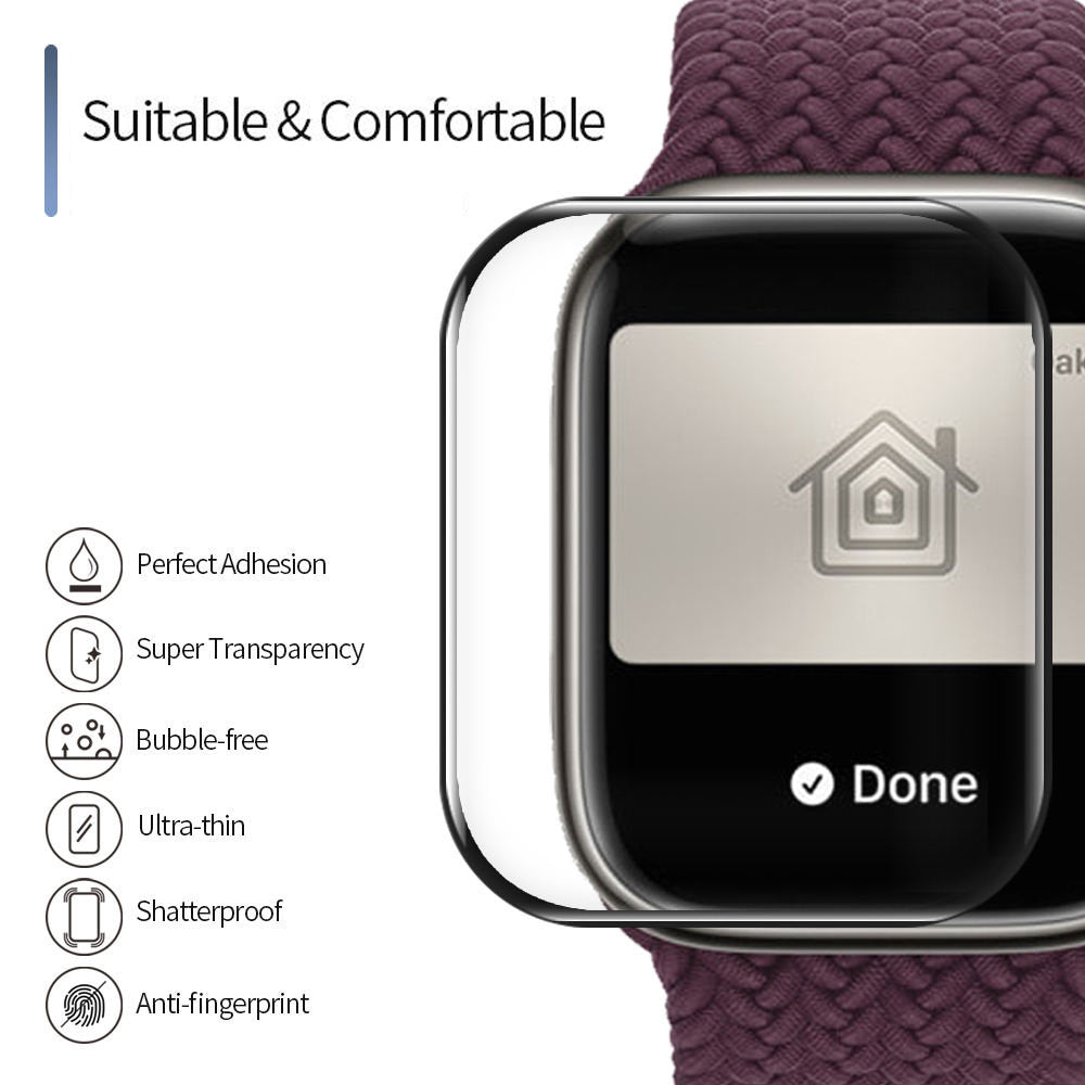 Blueo - High Molecule Screen Protector with Dust Removal Locator - Apple Watch 10 42mm / Watch 11 42mm - Black