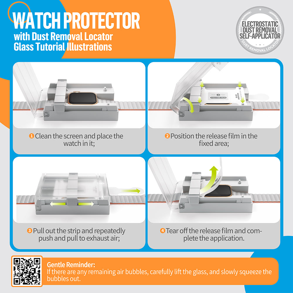 Blueo - High Molecule Screen Protector with Dust Removal Locator - Apple Watch 7 / 8 (45mm) - Black