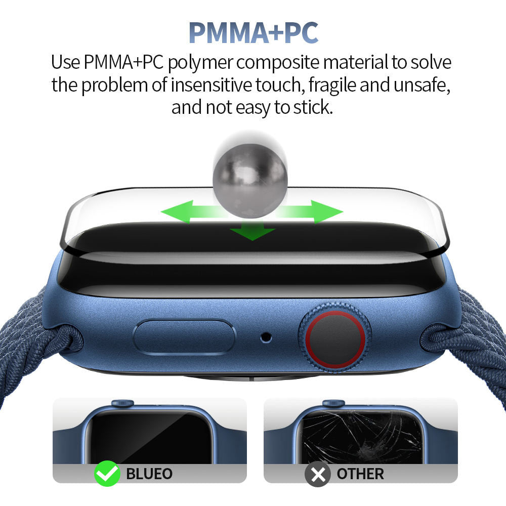 Blueo - High Molecule Screen Protector with Dust Removal Locator - Apple Watch 7 / 8 (45mm) - Black