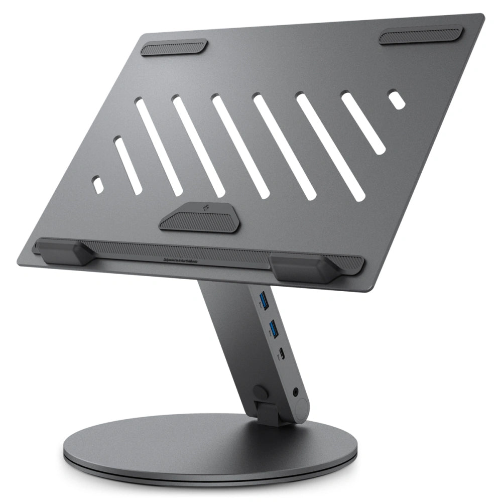 Spigen - Laptop Holder LD204H (AMP08885) - with Built-in Hub 2x USB, 3x Type-C, HDMI, 360° Rotation, Adjustable, Secure 