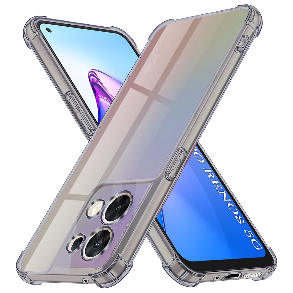 Techsuit - Shockproof Clear Silicone - Oppo Reno8 - Smoke Black