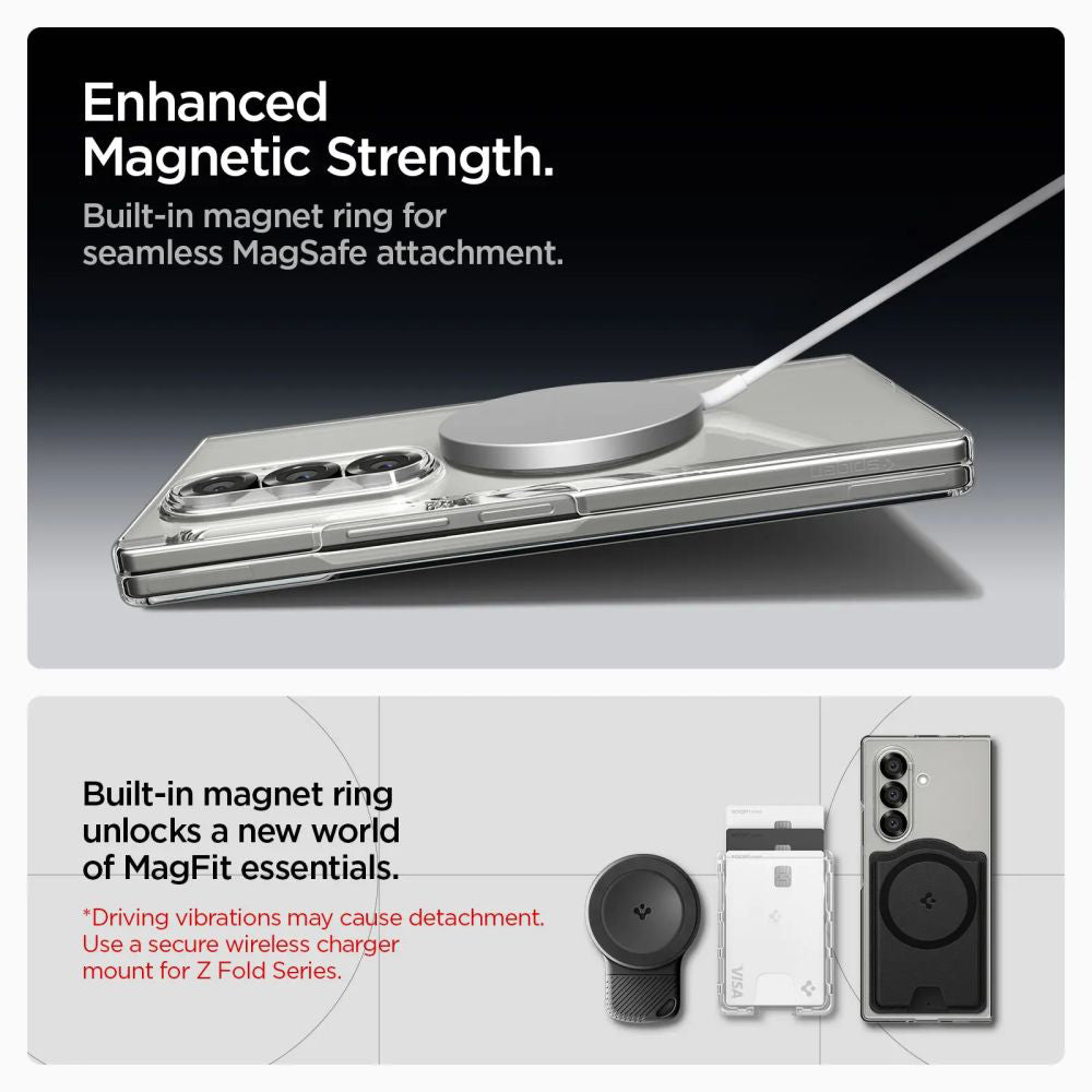 Spigen Husa de protectie Spigen Air Skin MagSafe (ACS09545) compatibil cu Samsung Galaxy Z Fold7, Crystal Clear / Alb – 