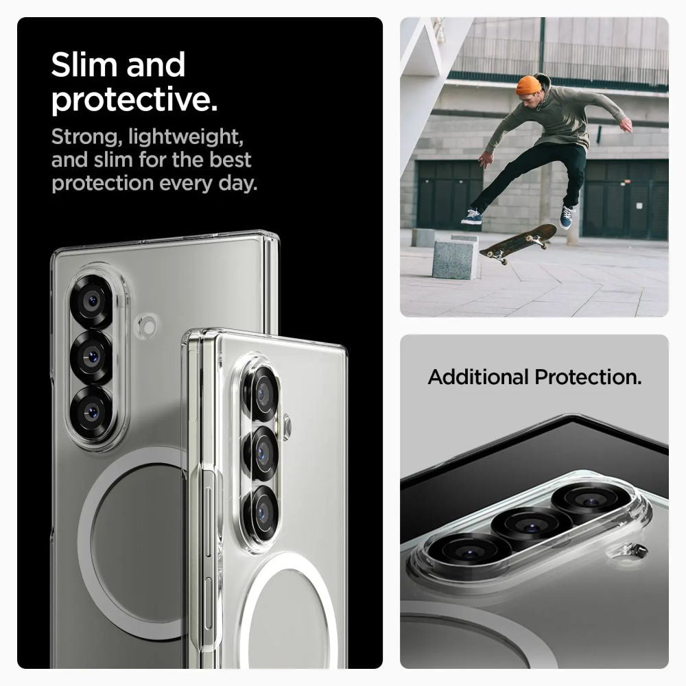 Spigen Husa de protectie Spigen Air Skin MagSafe (ACS09545) compatibil cu Samsung Galaxy Z Fold7, Crystal Clear / Alb – 