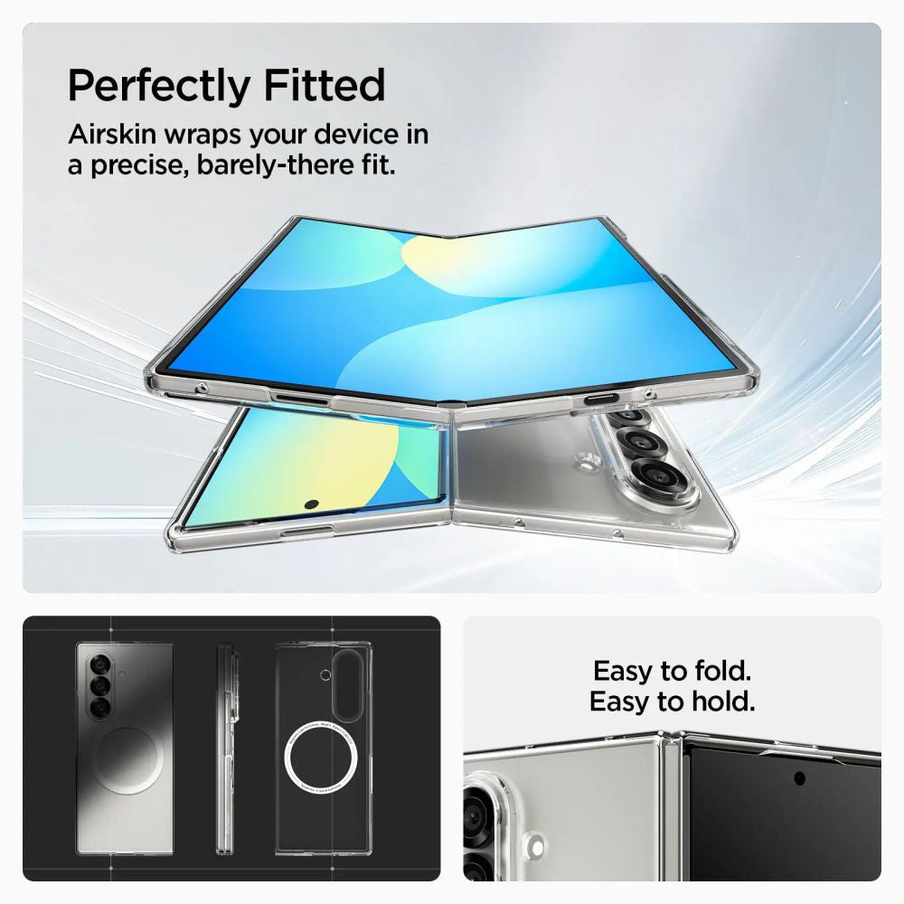 Spigen Husa de protectie Spigen Air Skin MagSafe (ACS09545) compatibil cu Samsung Galaxy Z Fold7, Crystal Clear / Alb – 
