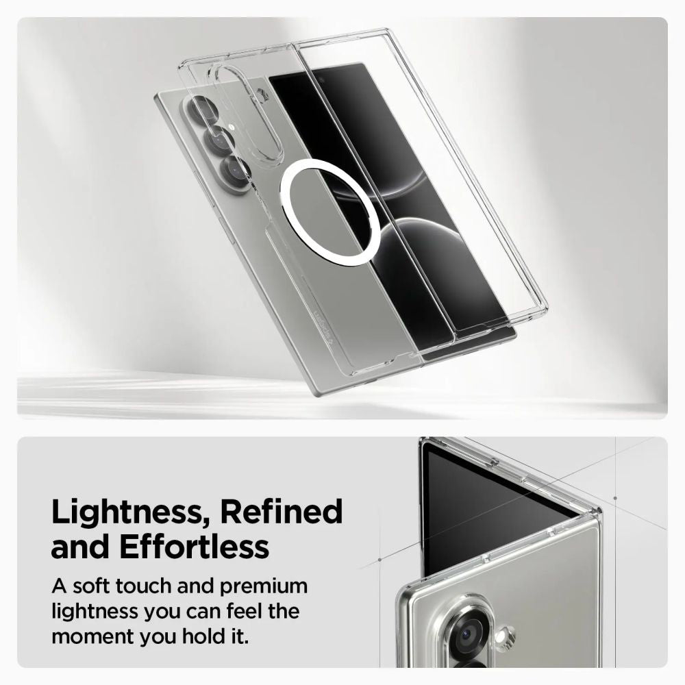 Spigen Husa de protectie Spigen Air Skin MagSafe (ACS09545) compatibil cu Samsung Galaxy Z Fold7, Crystal Clear / Alb – 