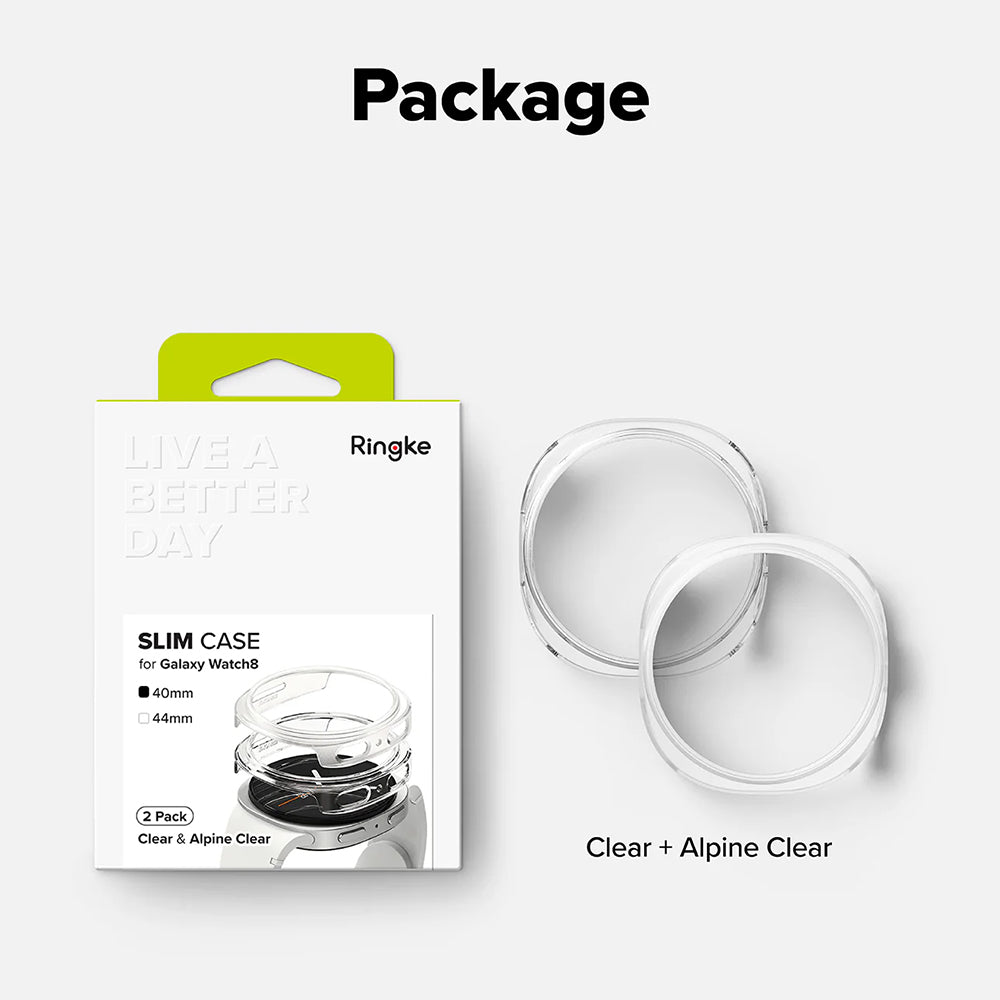 Ringke - (2 pack) Slim Case - Samsung Galaxy Watch8 40mm - Clear / Alpine Clear