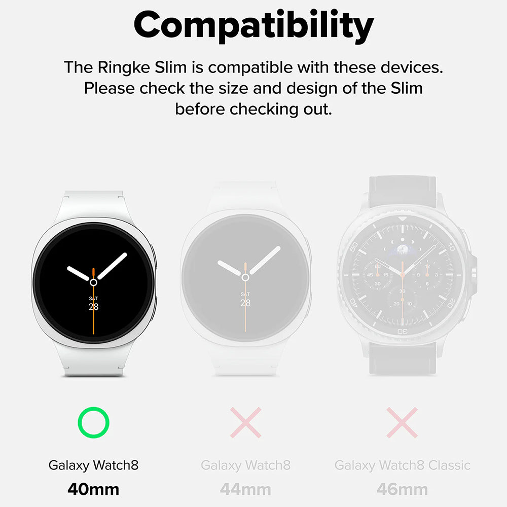 Ringke - (2 pack) Slim Case - Samsung Galaxy Watch8 40mm - Clear / Matte Black