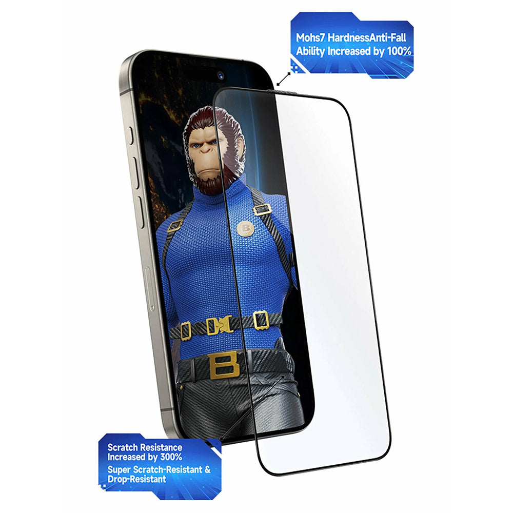 Blueo - Crystal Anti-Scratch Glass with Applicator - iPhone 15 Pro Max - Black