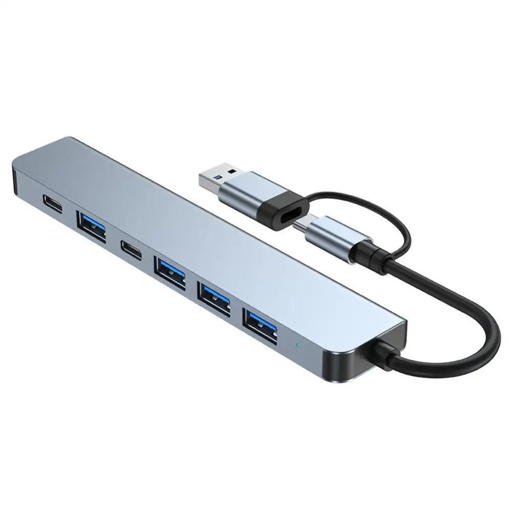 TechSuit Hub/Dock Techsuit Docking Station DataBridge 7 in 1 (H6), USB, Type-C to USB 3.0, 4x USB 2.0, 2x Type-C, Gri – 