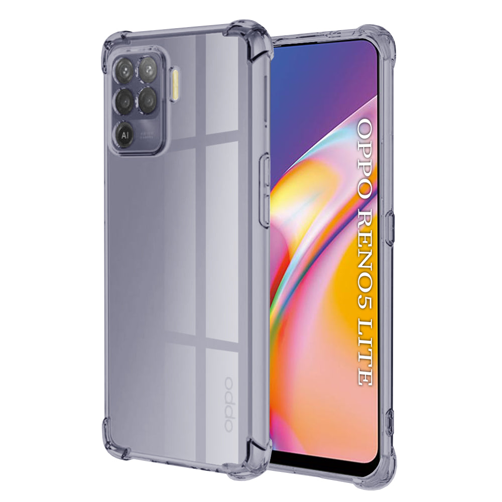 Techsuit - Shockproof Clear Silicone - Oppo Reno5 Lite / Oppo A94 4G - Smoke Black