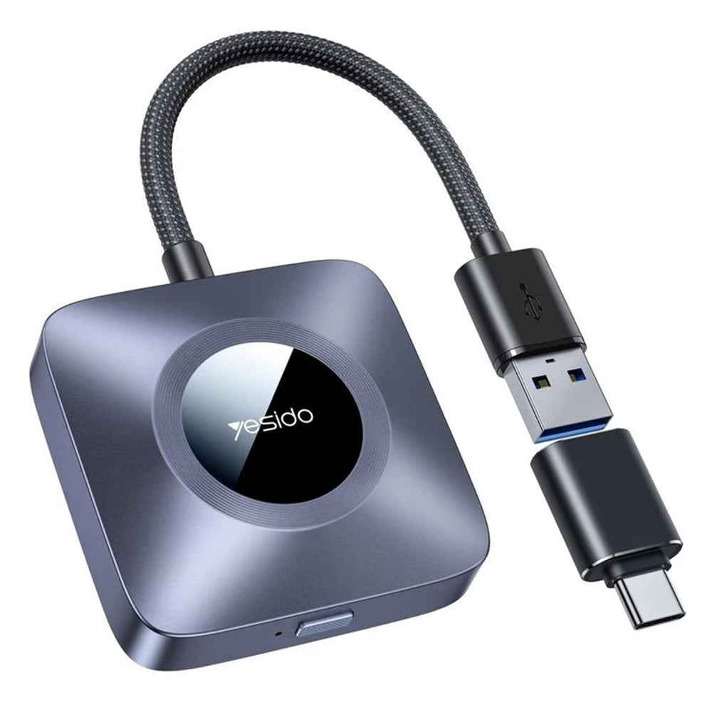 Yesido - Wireless CarPlay Adapter (KM23) - for Apple, with USB to Type-C Cable, Bluetooth V5.0, 1080P - Grey
