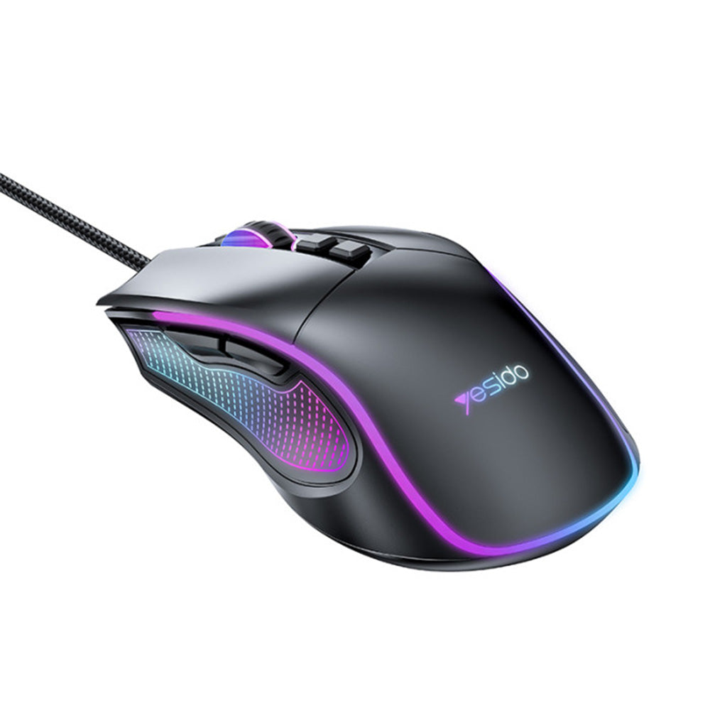 Yesido - Wired Gaming Mouse (KB20) - with RGB Light, DPI:1000-7200, USB, Windows/XP/7/8/10/11/MAC 05, 110cm - Black
