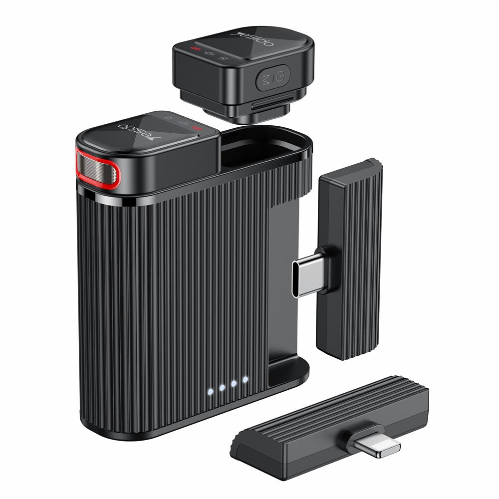 Yesido - Lavalier Microphone 2in1 (KR19) - Magnetic Button, CD-Quality Audio, 360° Omnidirectional, 600mAh, 2.4GHz - Bla