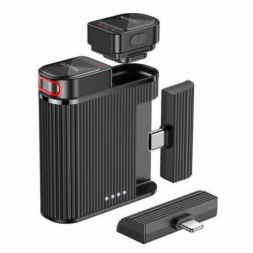 Yesido - Lavalier Microphone 2in1 (KR19) - Magnetic Button, CD-Quality Audio, 360° Omnidirectional, 600mAh, 2.4GHz - Bla