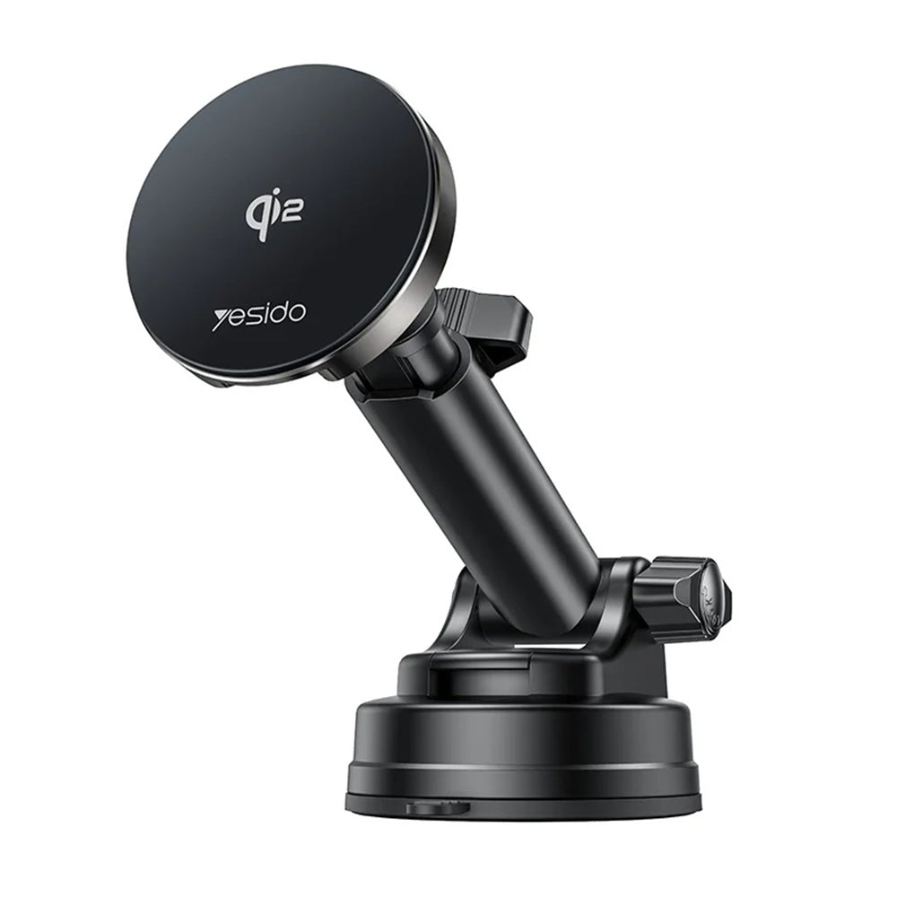 Yesido - Car Holder with Wireless Charging (DS30) - for Dashboard/Windshield/Air Vent, Type-C, 15W, Qi2.0 - Black