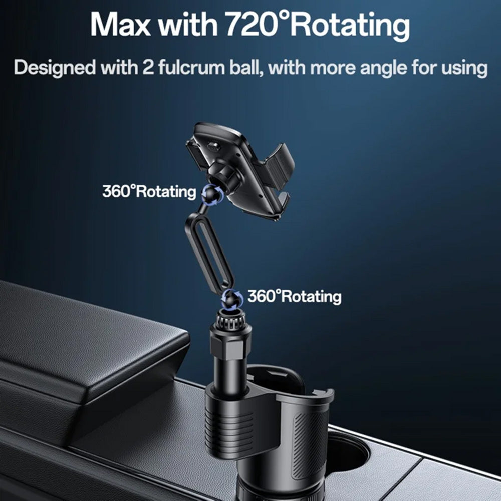 Yesido - Car Holder 2in1 (C273) - Cup Storage and Phone Mount, Flexible Viewing Angles, for 4.7 to 7.2inches Phones - Bl