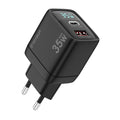 Techsuit - Wall Charger LEDChargX (CH3) - Type-C, USB, GaN Technology, Fast Charge, LED Display, PD35W - Black