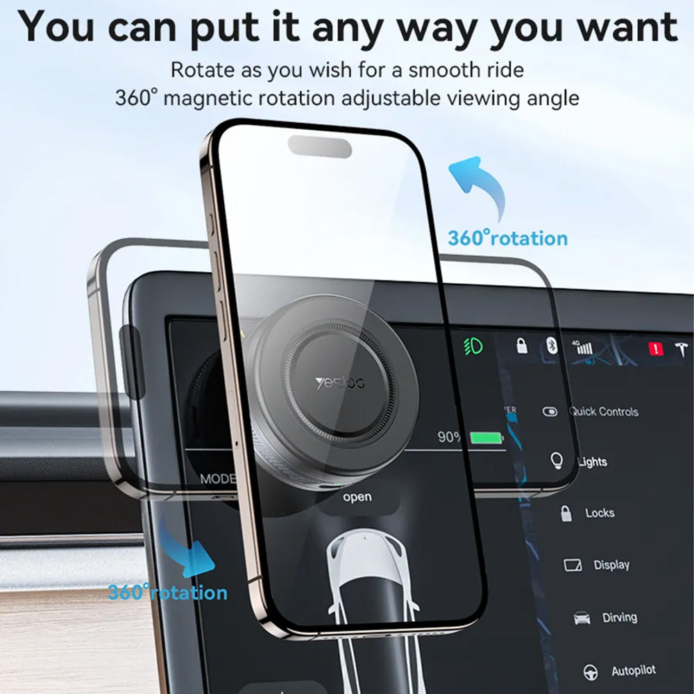 Yesido - Car Holder (C223) - for Display, Electric Vacuum Lock, USB-C, Small - Black