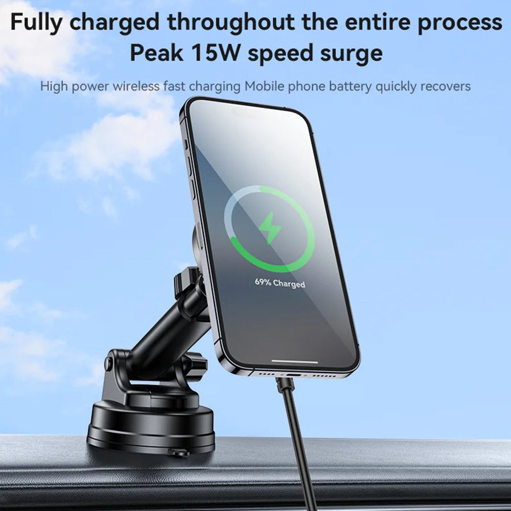 Yesido - Car Holder with Wireless Charging (C315) - for Air Outlet/Dashboard, Magnetic, Intelligent Management, 15W - Bl