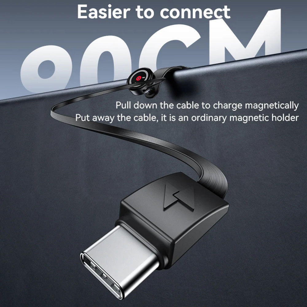 Yesido - Car Holder with Wireless Charging (C314) - for Dashboard, with Retractable Cable, Type-C, N52 Magnets, 15W - Bl