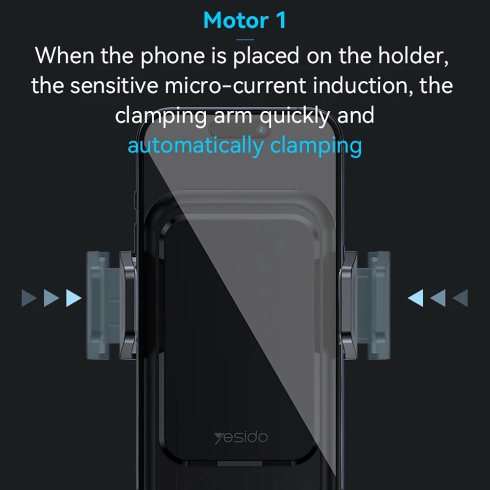 Yesido - Car Holder with Wireless Charging (C312) - for Air Vent, Automatic Clip, Smart Induction, 15W, 4.7 - 6.8inch - 