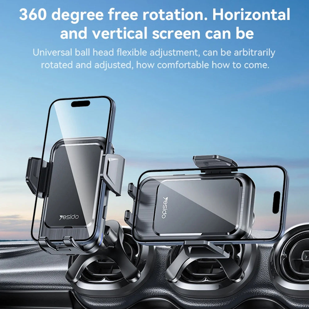 Yesido - Car Holder with Wireless Charging (C312) - for Air Vent, Automatic Clip, Smart Induction, 15W, 4.7 - 6.8inch - 