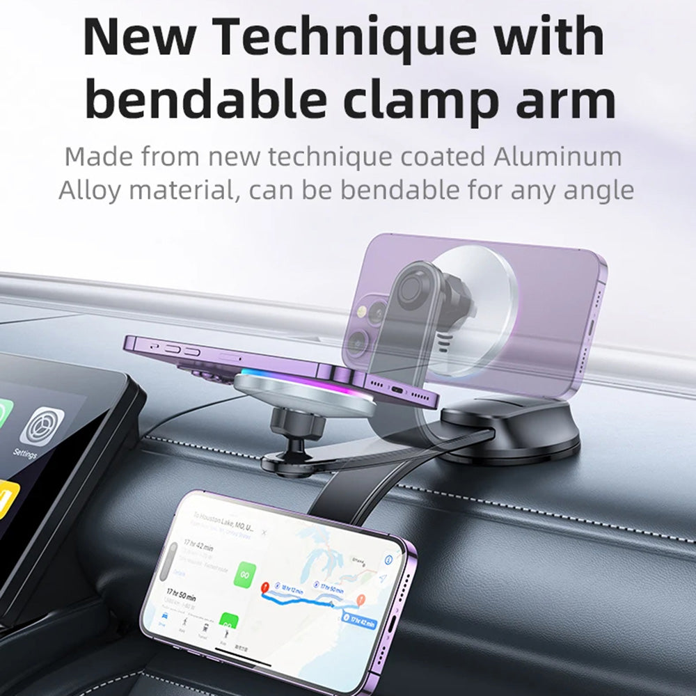Yesido - Car Holder with Wireless Charging (C292) - for Dashboard/Windshield, LED Indicator, Bendable Clamp Arm, 15W - B