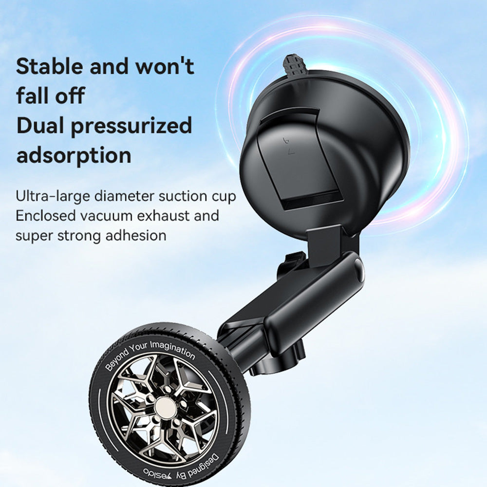Yesido - Car Holder (C266) - Magnetic N52, for Dashboard, 360 Base, Telescopic Clamp Arm, Unique Design, 4.7-7.2 inch - 
