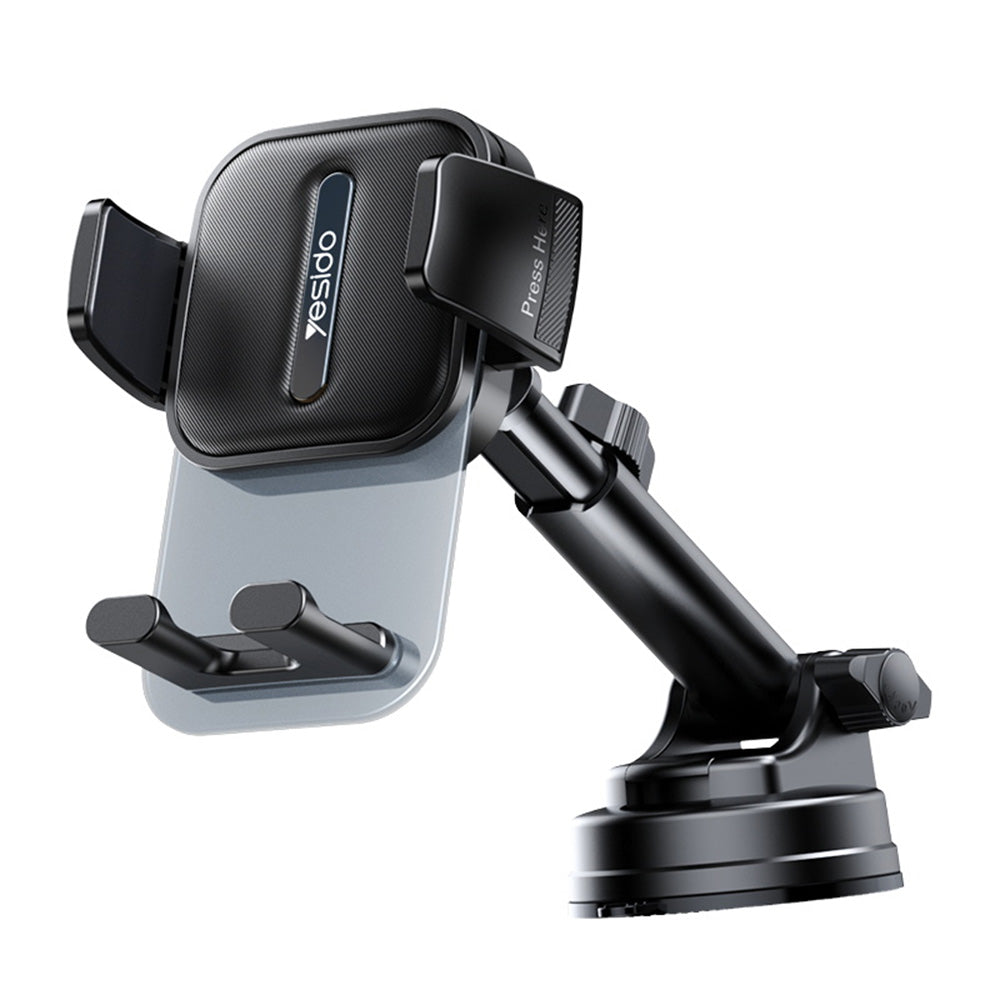 Yesido - Car Holder (C261) - for Dashboard/Windshield, 360°, Anti-slip, Transparent Panel, Telescopic Arm, Auto Clip - B