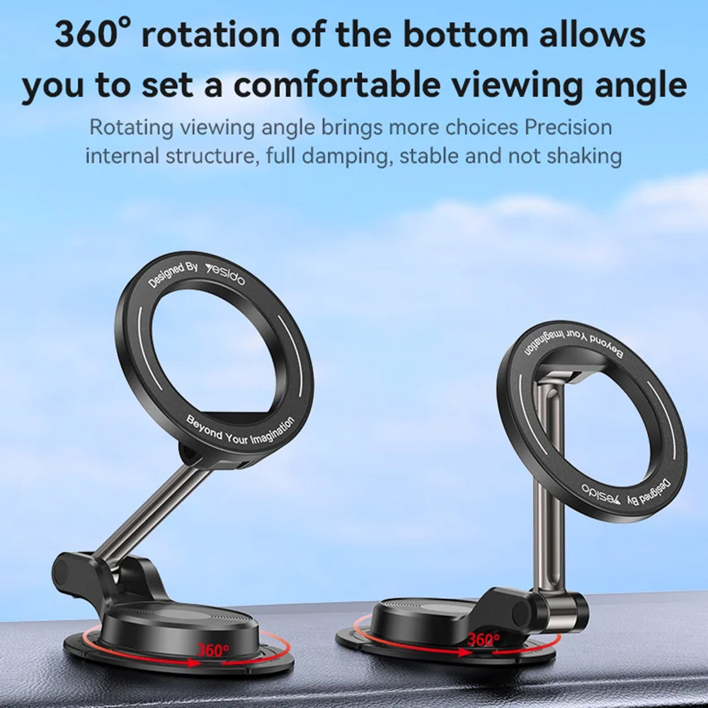Yesido - Car Holder (C218) - Magnetic, for Dashboard, Dual-axis Design, Compatible with MagSafe - Black