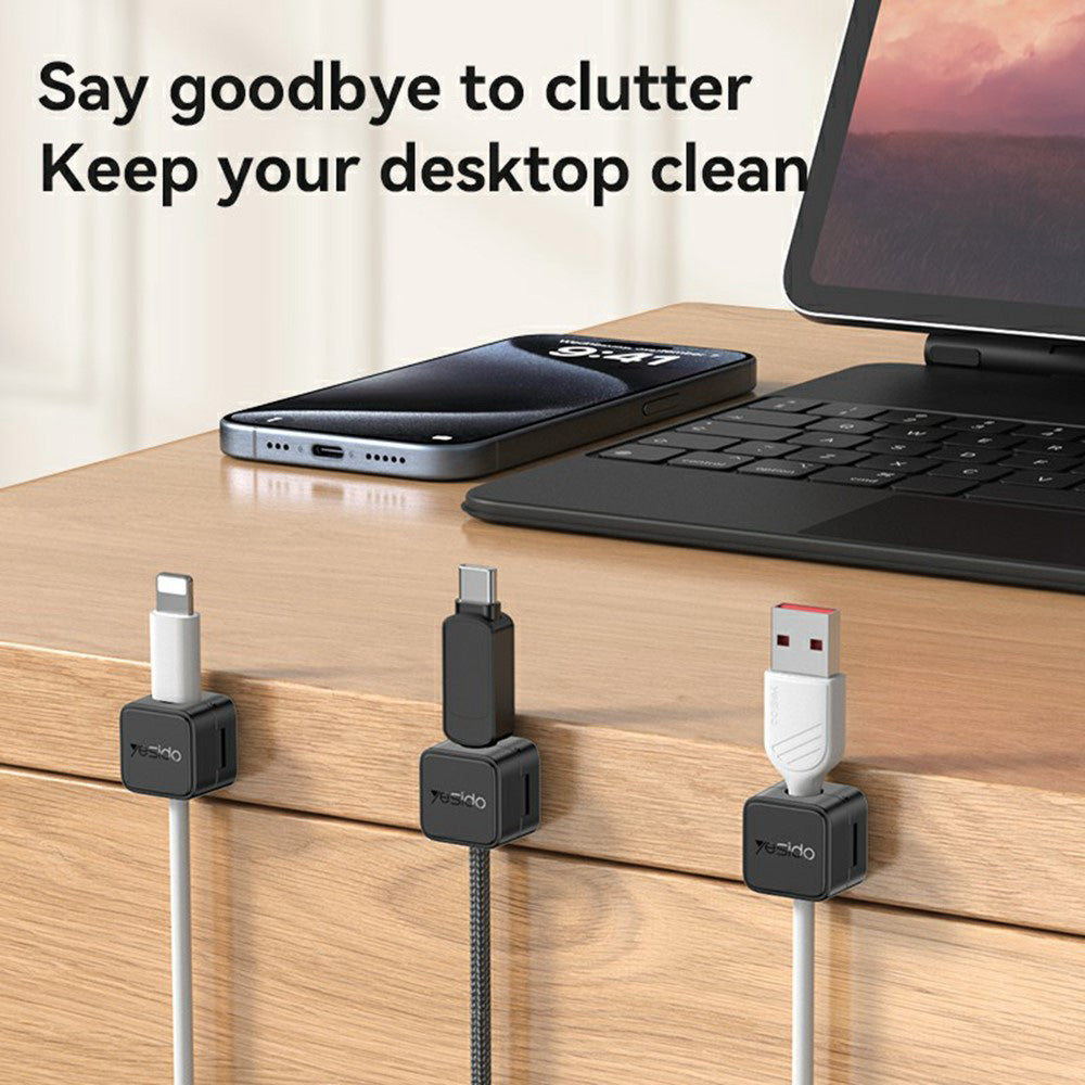 Yesido - (4 pack) Cable Organizer (C216WH) - Magnetic Clips, Strong Adhesive, Mini Design - White