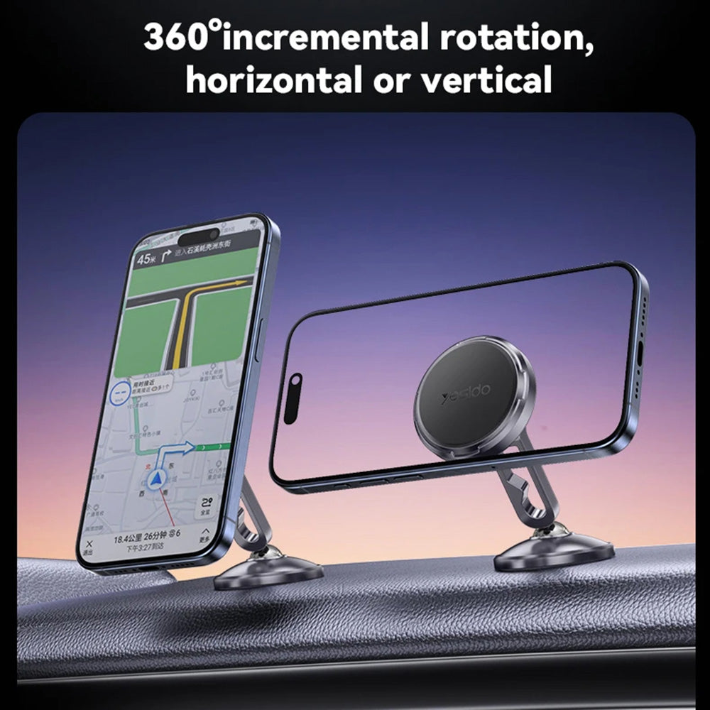 Yesido - Car Holder (C210) - Magnetic, for Dashboard, Dual Ball Head, Metal Design, Universal - Black