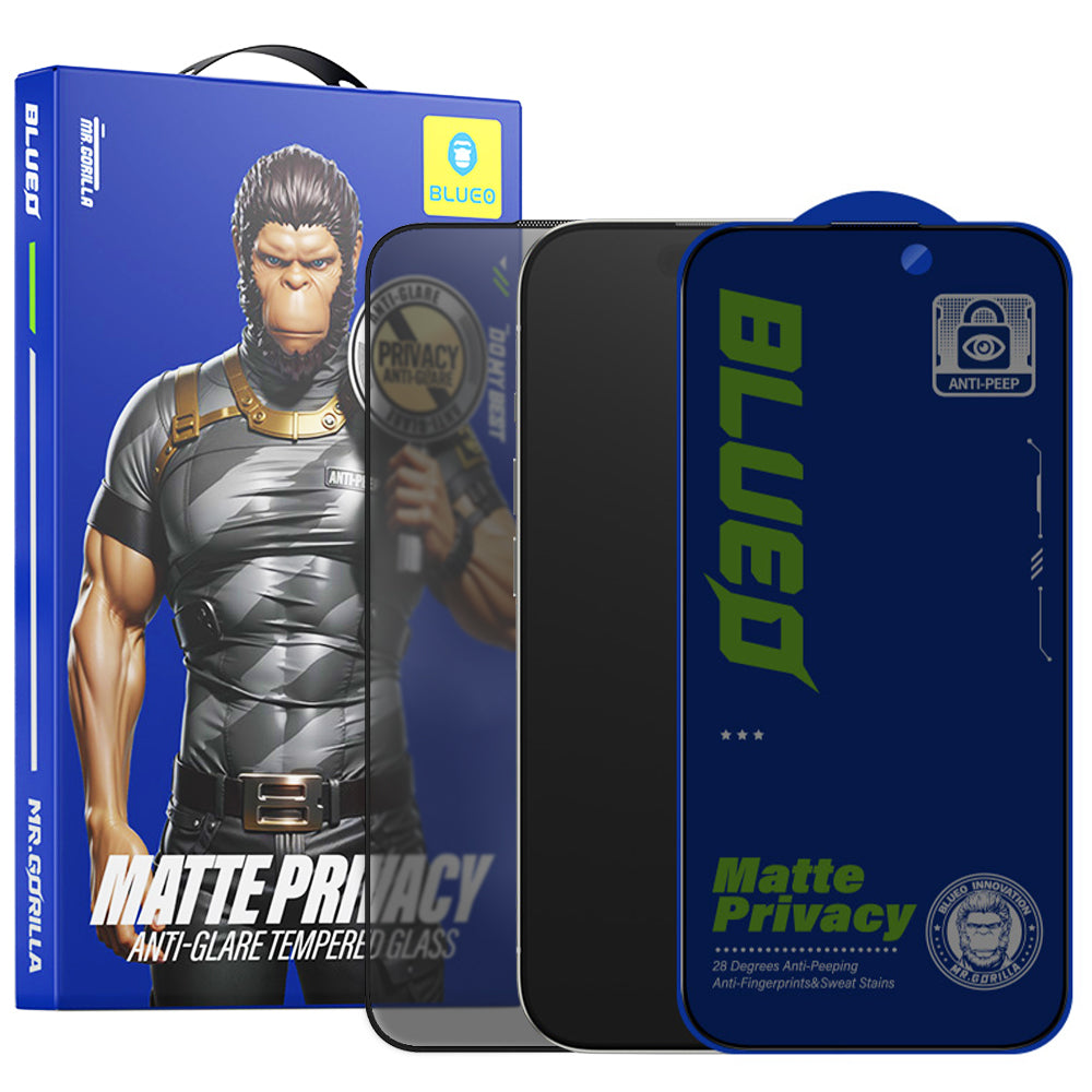 Blueo - Anti-Peep Privacy Glass - iPhone 15 Pro Max - Matte Black