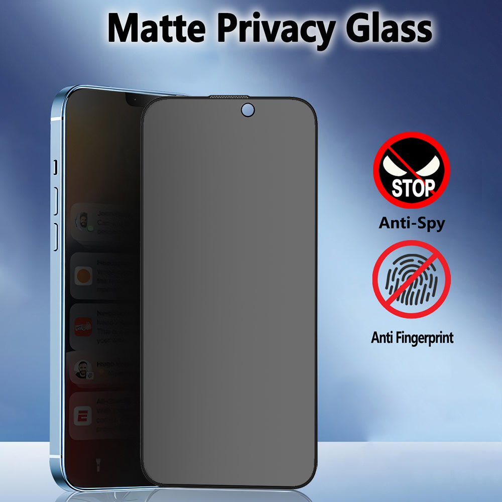 Blueo - Anti-Peep Privacy Glass - iPhone 14 Pro - Matte Black