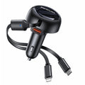 Yesido - Car Charger (Y61) - with 2x Telescopic Retractable Cable Type-C/Lightning, Fast Charging, USB-A, 53W - Black