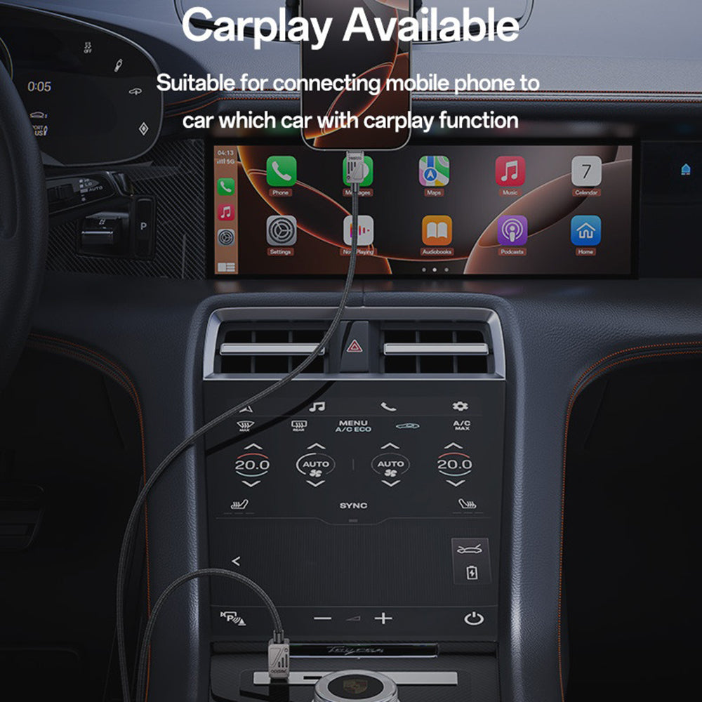 Yesido - Data Cable (CA196) - Type-C to Type-C, Fast Charging, 480Mbps, PD60W, CarPlay Compatible, Zinc Alloy, 1.2m - Bl