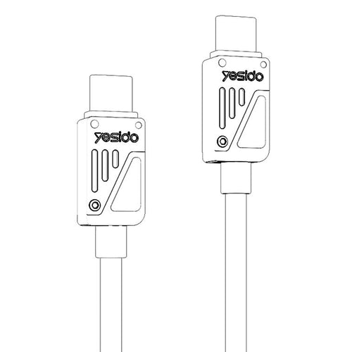 Yesido - Data Cable (CA196) - Type-C to Type-C, Fast Charging, 480Mbps, PD60W, CarPlay Compatible, Zinc Alloy, 1.2m - Bl