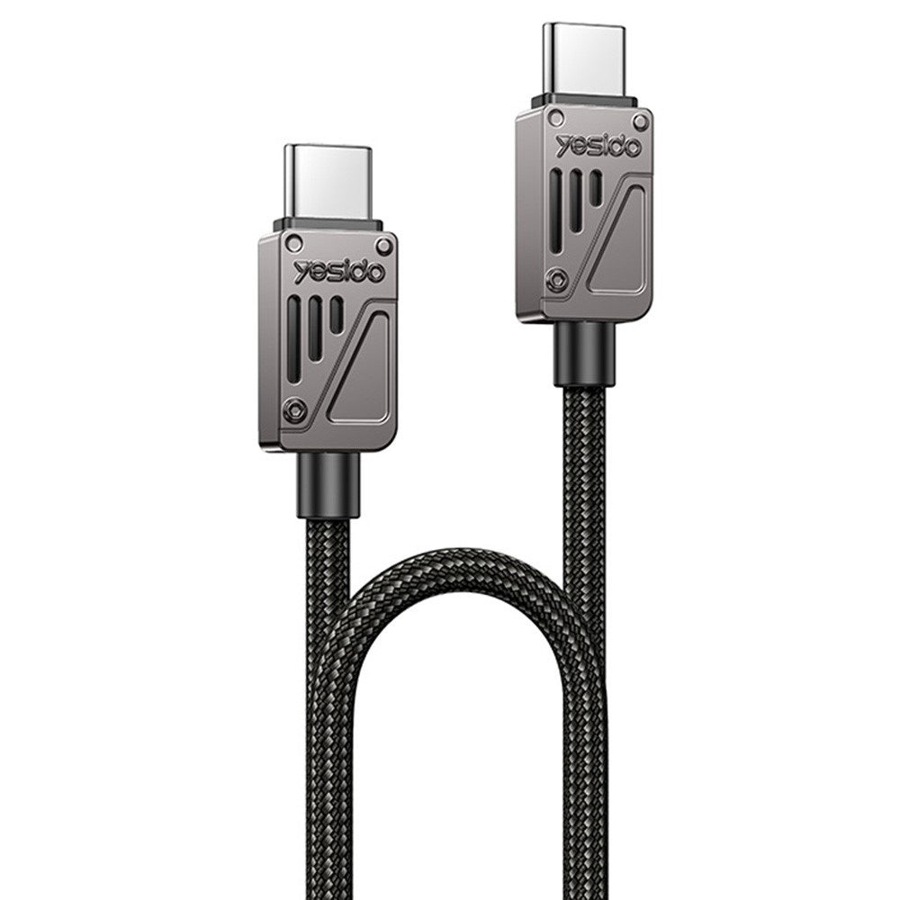 Yesido - Data Cable (CA196) - Type-C to Type-C, Fast Charging, 480Mbps, PD60W, CarPlay Compatible, Zinc Alloy, 1.2m - Bl