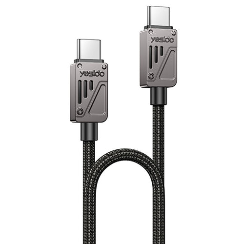 Yesido - Data Cable (CA196) - Type-C to Type-C, Fast Charging, 480Mbps, PD60W, CarPlay Compatible, Zinc Alloy, 1.2m - Bl