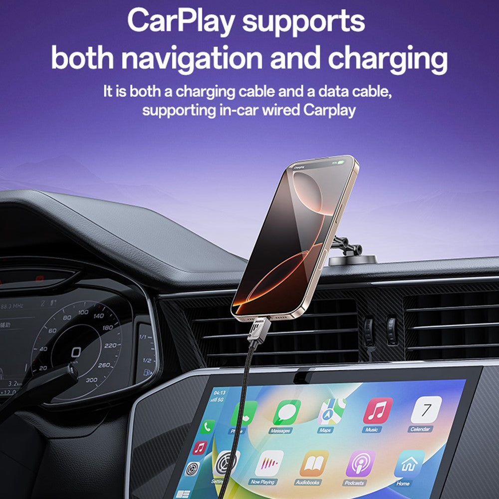 Yesido - Data Cable (CA135C) - USB to Type-C, Fast Charging, QC18W, 3A, 480Mbps, CarPlay Compatible, Zinc Alloy, 1.2m - 