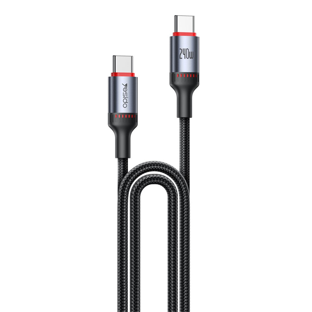 Yesido - Data Cable (CA185) - Type-C to Type-C, Fast Charging, 480Mbps, 240W, 48V/5A, E-Mark Chip, Nylon Braided, 1.2m -