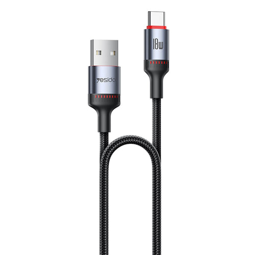 Yesido - Data Cable (CA129C) - USB to Type-C, Fast Charge, 18W, 3A, 480Mbps, CarPlay Compatible, Aluminum Alloy, 1.2m - 