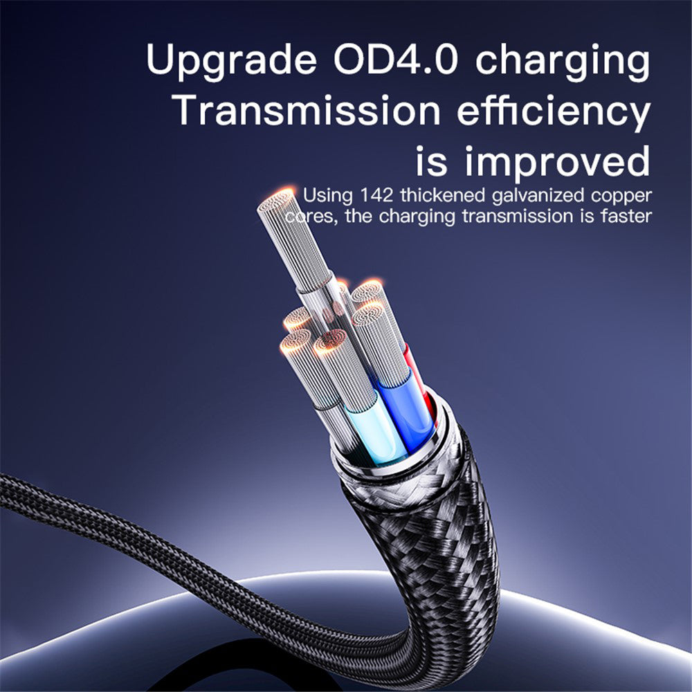 Yesido - Data Cable (CA129C) - USB to Type-C, Fast Charge, 18W, 3A, 480Mbps, CarPlay Compatible, Aluminum Alloy, 1.2m - 