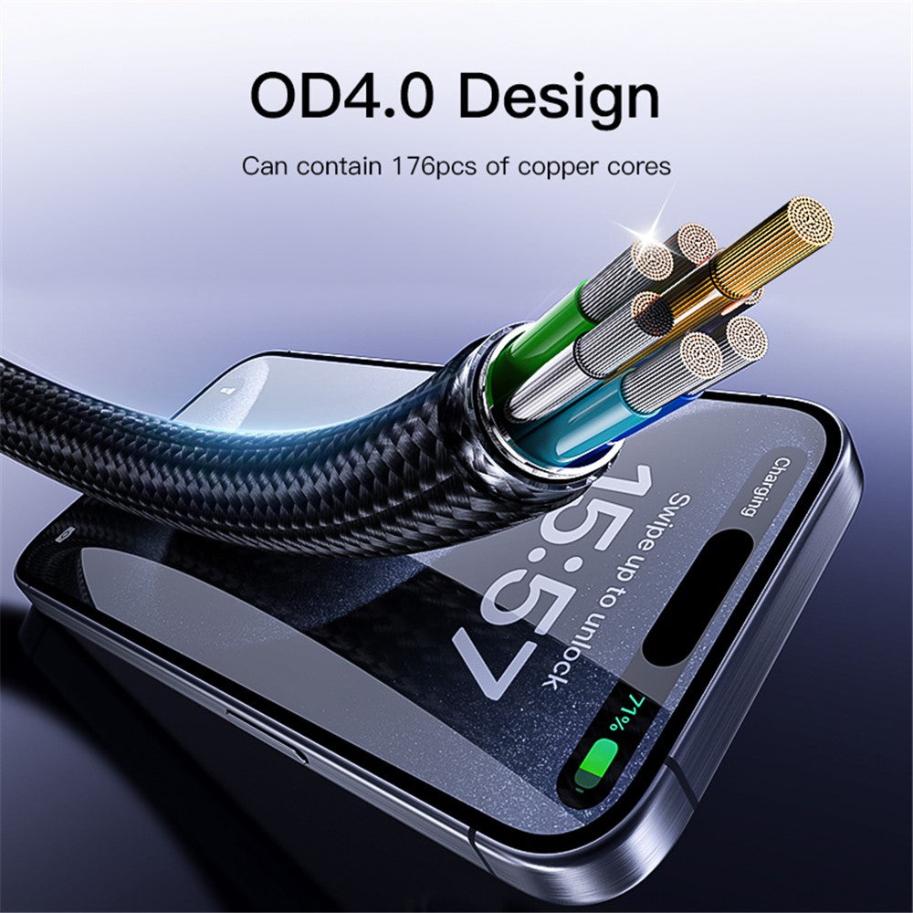 Yesido - Data Cable (CA181) - Type-C to Type-C, Fast Charging, 60W, 3A, 480Mbps, Aluminum Alloy, 1.2m - Black