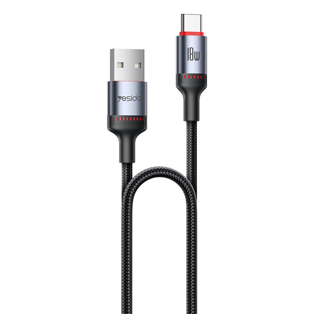 Yesido - Data Cable (CA130C) - USB to Type-C, Fast Charge, 18W, 3A, 480Mbps, CarPlay Compatible, Aluminum Alloy, 2m - Bl