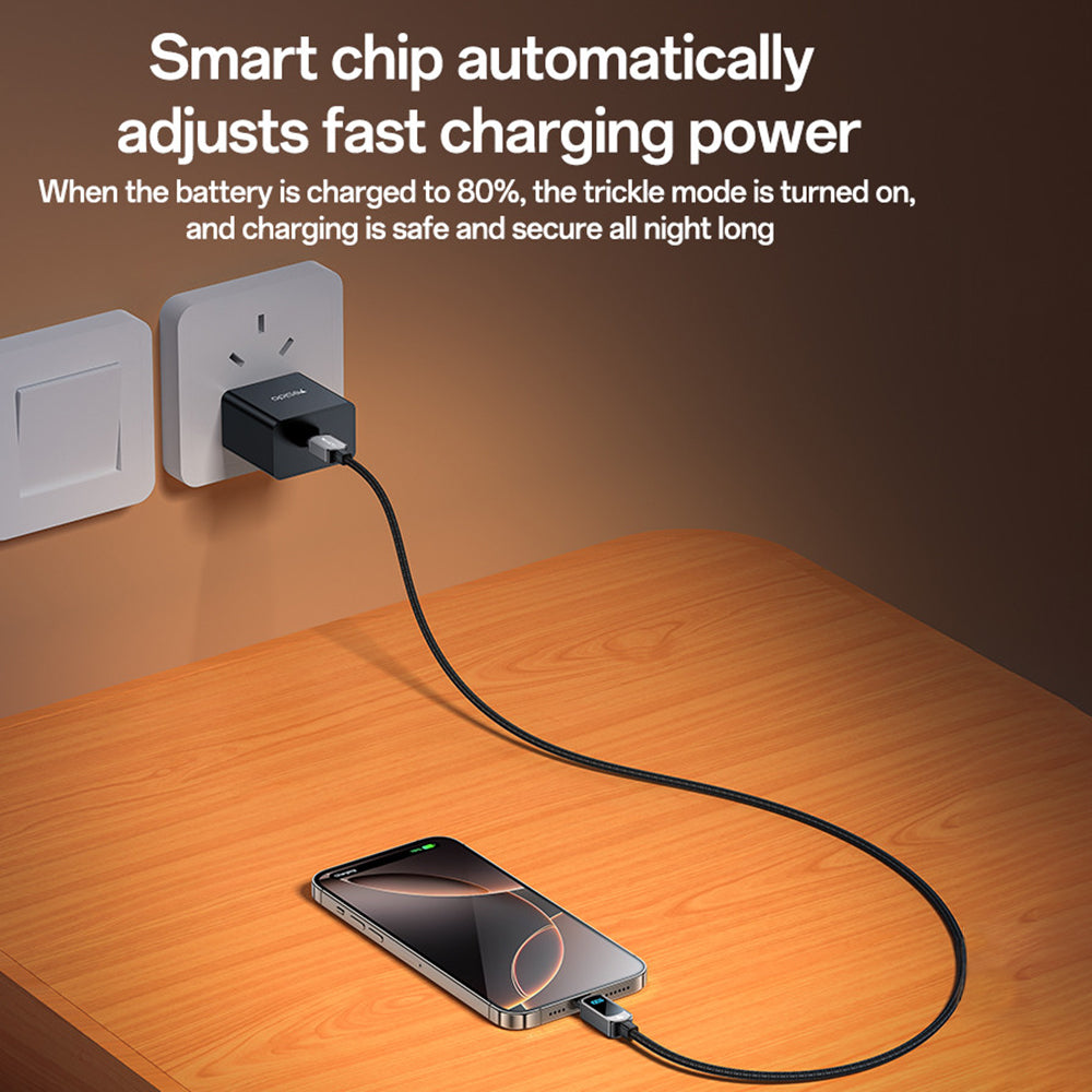 Yesido - Data Cable (CA179) - Super Fast Charging, with Digital Display, Type-C to Type-C, 100W, 5A, 480Mbps, 1.2m - Bla