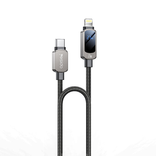 Yesido - Data Cable (CA180) - Super Fast Charging, with Digital Display, Type-C to Lightning, 27W, 3A, 480Mbps, 1.2m - B