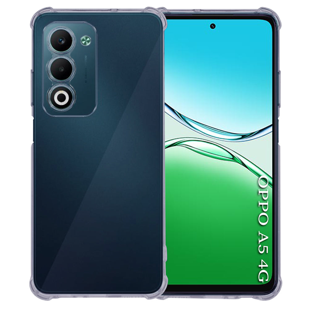 Techsuit - Shockproof Clear Silicone - Oppo A5 4G / A5 5G - Smoke Black