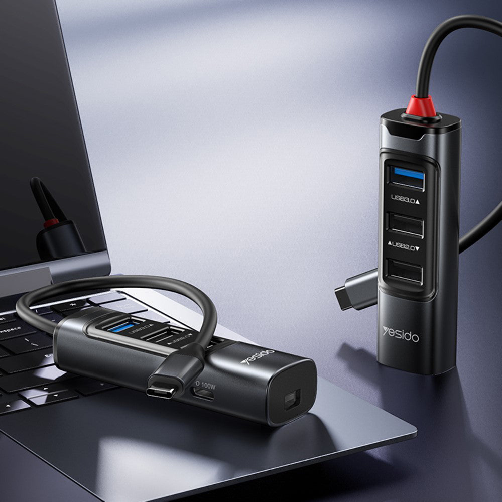 Yesido - Docking Station 5in1 (HB24) - Type-C to 3x USB, USB-C, Mini DisplayPort, PD100W, Fast Charge, 4K@30Hz, 5Gbps - 