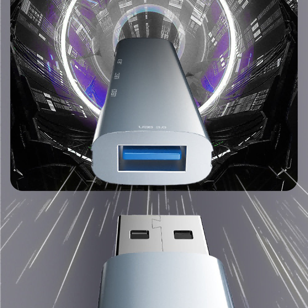 Yesido - Docking Station 4in1 (HB18) - USB to 1x USB3.0, 3x USB2.0, Plug&Play, 5Gbps, Aluminum Alloy - Gray